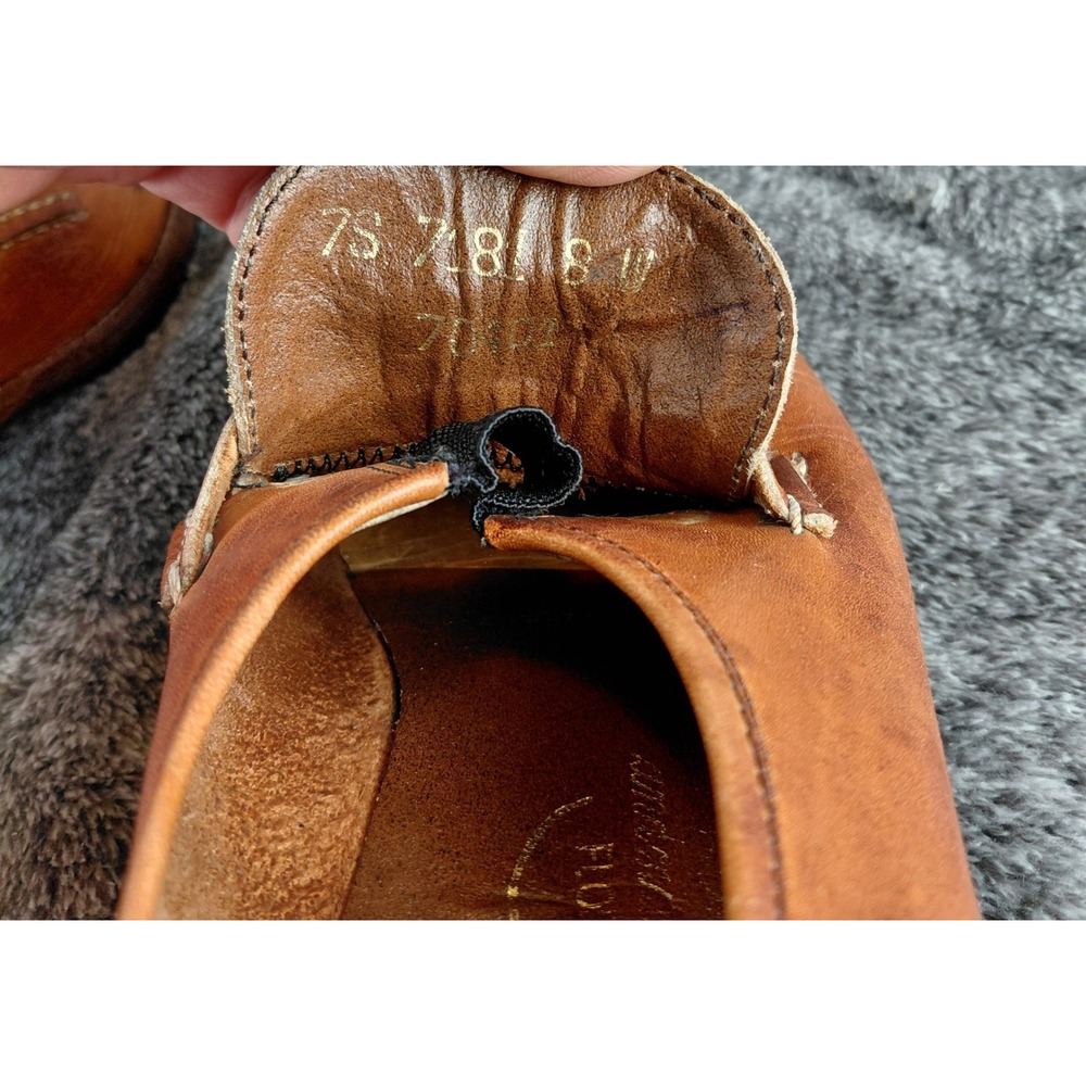 Florsheim Vintage Tan Leather Penny Loafers Made in Brazil 8W Whipstitch 70s - Picture 7 of 8